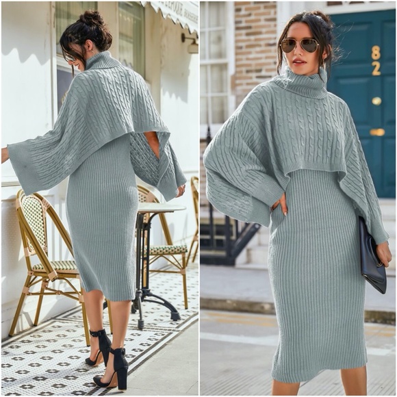 turtleneck ribbed classic knit sweater dreSS fall - Picture 3 of 10